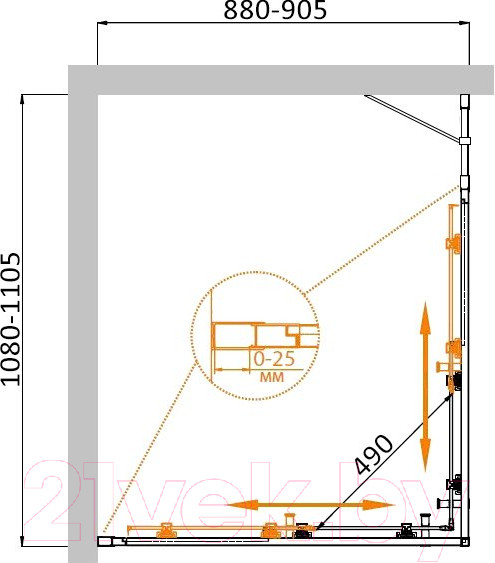 Изображение товара Душевой уголок Cezares MOLVENO-AH-21-90+20-C-Cr-IV