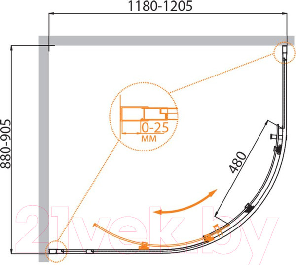 Изображение товара Душевой уголок Cezares MOLVENO-RH-1-120/90-C-Cr-IV