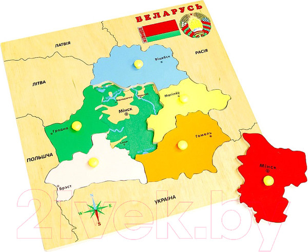 Изображение товара Развивающая игрушка ЛЭМ Рамка-вкладыш. Карта Беларуси / 5028