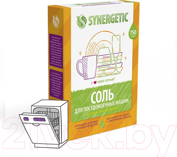Изображение товара Соль для посудомоечных машин Synergetic Высокой степени очистки (750г)