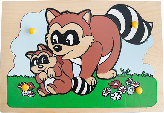 Изображение товара Развивающая игрушка ЛЭМ Рамка-вкладыш. Еноты / 1408