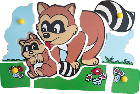 Изображение товара Развивающая игрушка ЛЭМ Рамка-вкладыш. Еноты / 1408