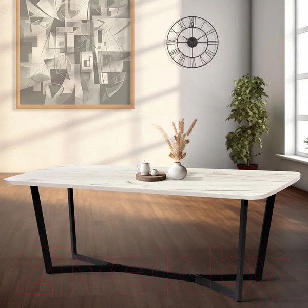 Изображение товара Обеденный стол Millwood Лофт Мюнхен Л 200x100x75 (дуб белый Craft/металл черный)