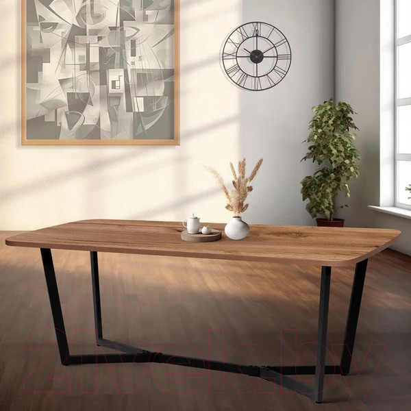 Изображение товара Обеденный стол Millwood Лофт Мюнхен Л 200x100x75 (дуб табачный Craft/металл черный)