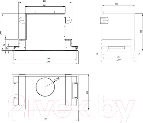 Изображение товара Вытяжка скрытая Akpo Neva Glass II 60 wk-10 (белый/нержавеющая сталь)