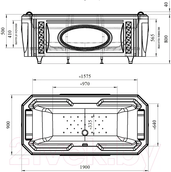 Изображение товара Ванна акриловая Radomir Фернандо 190x90 / 4-01-4-0-1-422 (с подголовниками)
