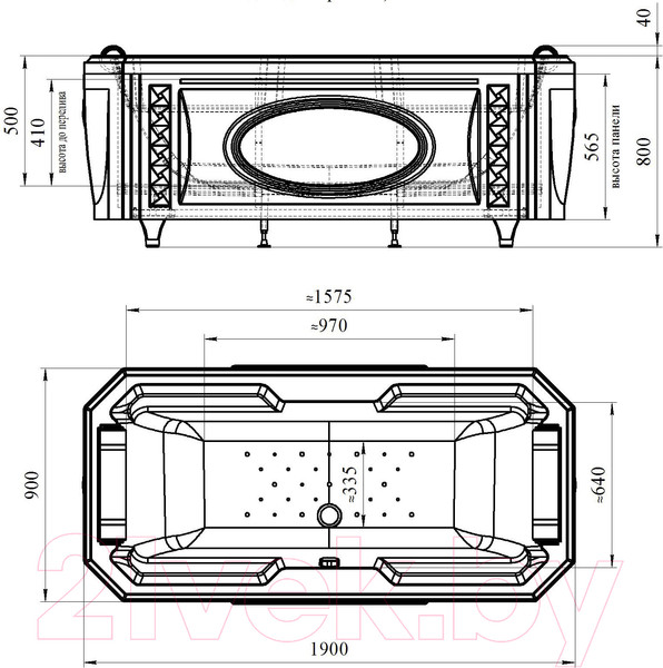 Изображение товара Ванна акриловая Radomir Фернандо 190x90 / 4-01-2-0-1-422 (с подголовниками)