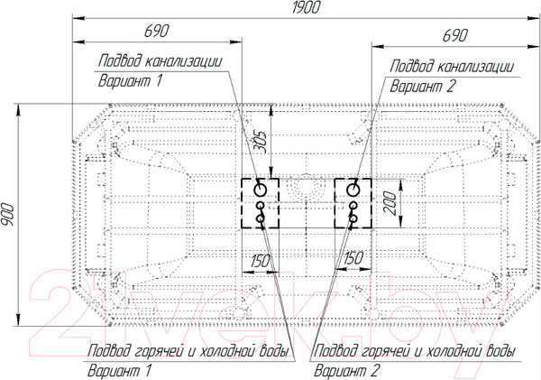 Изображение товара Ванна акриловая Radomir Фернандо 190x90 / 4-01-2-0-1-421 (с подголовниками)