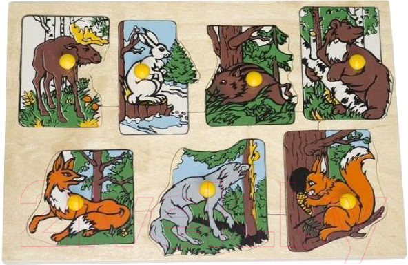 Изображение товара Развивающая игрушка ЛЭМ Рамка-вкладыш. Животные наших лесов / 1435