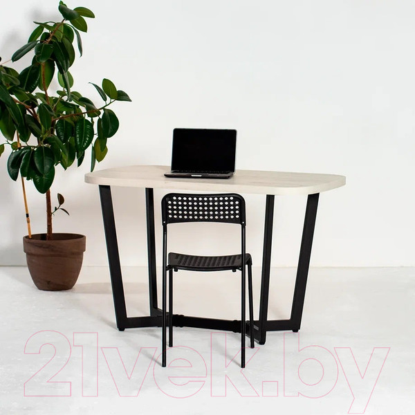 Изображение товара Обеденный стол Millwood Лофт Мюнхен Л 120x70x75 (дуб белый Craft/металл черный)