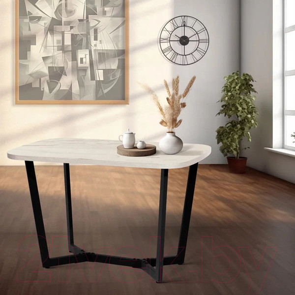 Изображение товара Обеденный стол Millwood Лофт Мюнхен Л 120x70x75 (дуб белый Craft/металл черный)