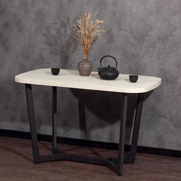 Изображение товара Обеденный стол Millwood Лофт Мюнхен Л 120x70x75 (дуб белый Craft/металл черный)