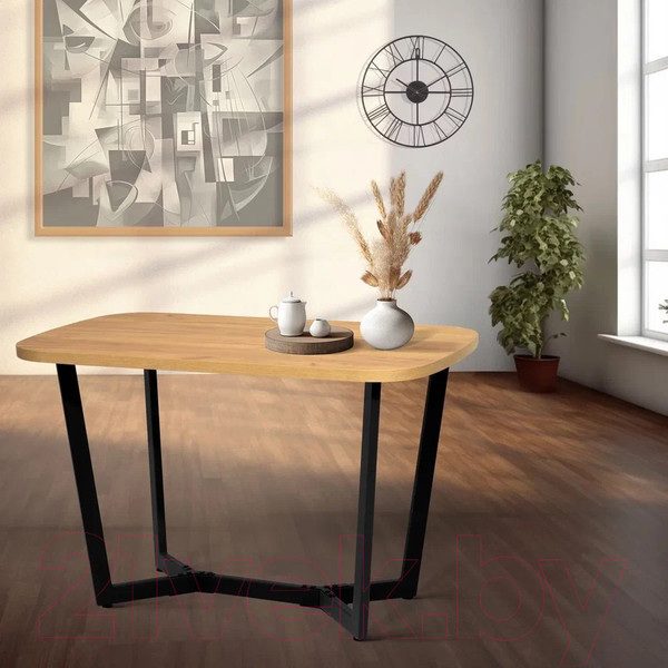 Изображение товара Обеденный стол Millwood Лофт Мюнхен Л 120x70x75 (дуб золотой Craft/металл черный)