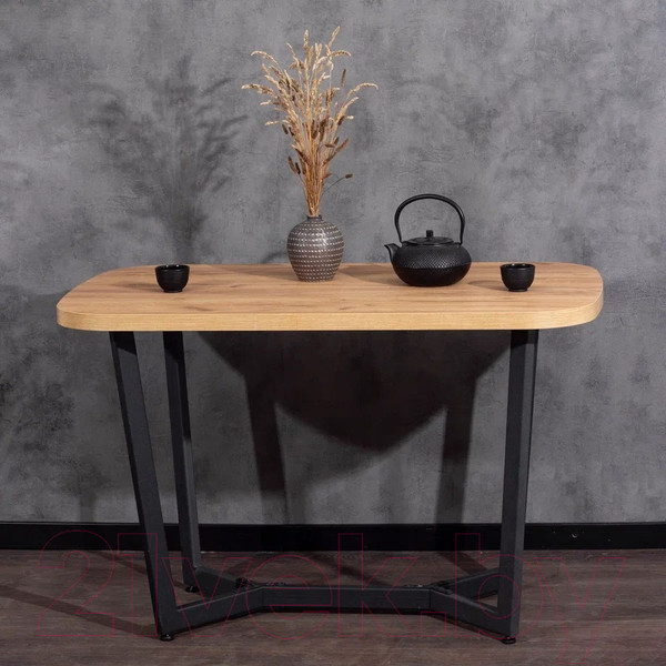 Изображение товара Обеденный стол Millwood Лофт Мюнхен Л 120x70x75 (дуб золотой Craft/металл черный)