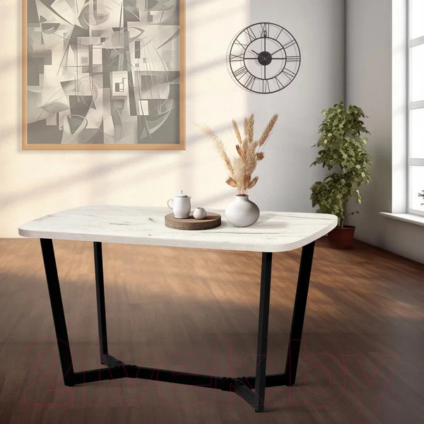Изображение товара Обеденный стол Millwood Лофт Мюнхен Л 130x80x75 (дуб белый Craft/металл черный)