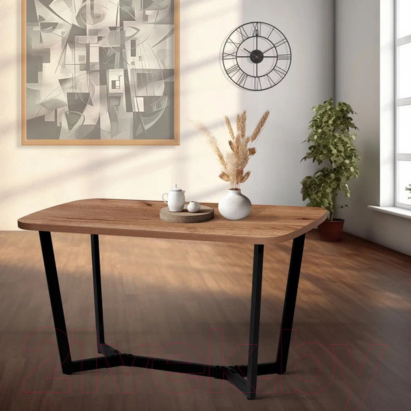 Изображение товара Обеденный стол Millwood Лофт Мюнхен Л 130x80x75 (дуб табачный Craft/металл черный)