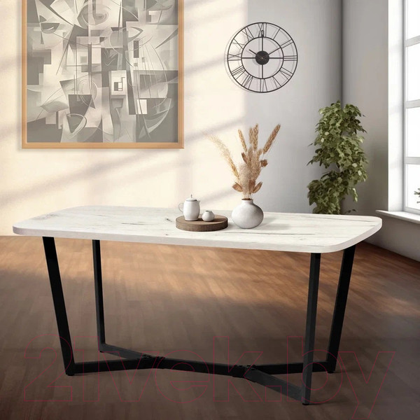 Изображение товара Обеденный стол Millwood Лофт Мюнхен Л 160x80x75 (дуб белый Craft/металл черный)