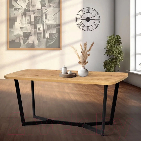 Изображение товара Обеденный стол Millwood Лофт Мюнхен Л 160x80x75 (дуб золотой Craft металл черный)