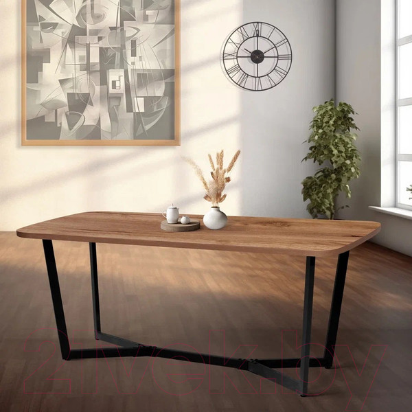 Изображение товара Обеденный стол Millwood Лофт Мюнхен Л 180x90x75 (дуб табачный Craft/металл черный)