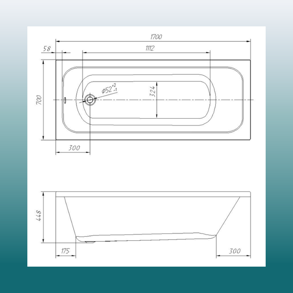 Изображение товара Ванна акриловая Ventospa Mitra 170x70 (с каркасом и экраном)