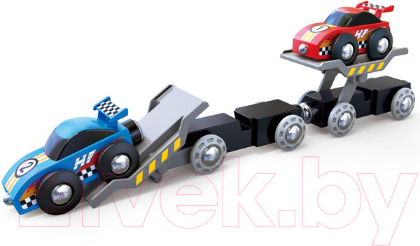 Изображение товара Набор игрушечной техники Hape Транспортер гоночной машины / E3735-HP