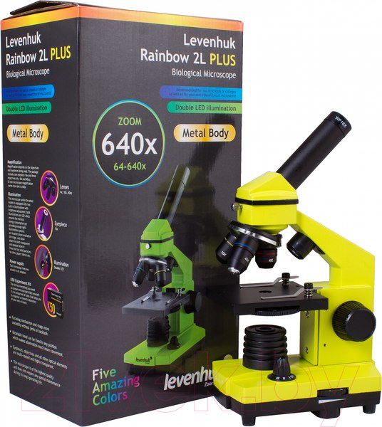 Изображение товара Микроскоп оптический Levenhuk Rainbow 2L Plus / 69044 (Lime)
