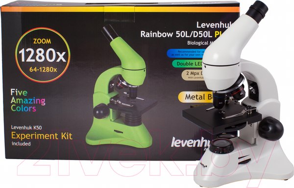 Изображение товара Микроскоп оптический Levenhuk Rainbow 50L Plus / 69051 (Moonstone)