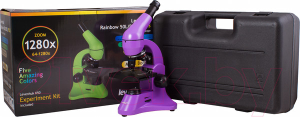 Изображение товара Микроскоп оптический Levenhuk Rainbow 50L Plus / 69052 (Amethyst)
