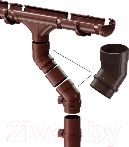 Изображение товара Колено трубы водосточной Docke Lux 45 градусов (шоколад)