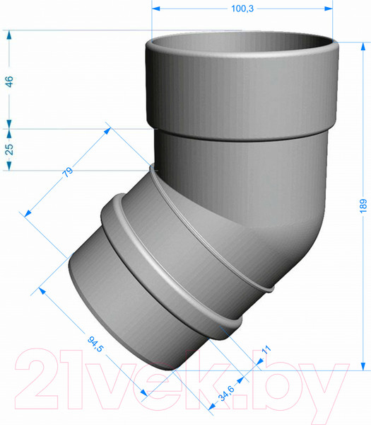 Изображение товара Колено трубы водосточной Docke Lux 72 градуса (графит)