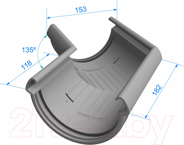 Изображение товара Угол желоба Docke Lux 135 градусов (графит)