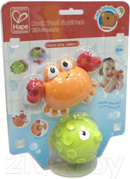Изображение товара Набор игрушек для ванной Hape Игрушка брызгалки. Рыбка и краб / E0208-HP