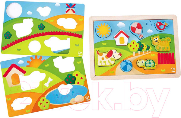 Изображение товара Развивающая игрушка Hape Вкладыши. Солнечная Долина 3 в 1 / E1601-HP