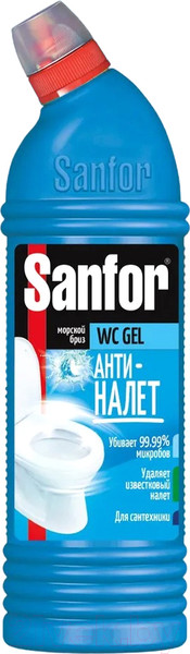 Изображение товара Чистящее средство для унитаза Sanfor WC Gel Антиналет, Морской бриз (750мл)