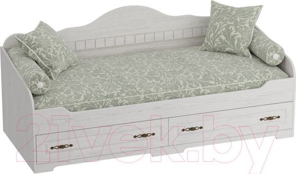 Изображение товара Кровать-тахта Мебельград Прованс с ящиками (бодега белая/патина премиум)
