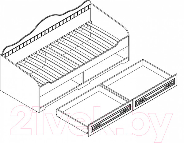 Изображение товара Кровать-тахта Мебельград Прованс с ящиками (бодега белая/патина премиум)