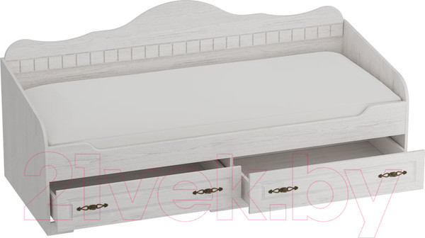 Изображение товара Кровать-тахта Мебельград Прованс с ящиками (бодега белая/патина премиум)