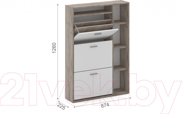Изображение товара Тумба в прихожую Империал Толедо-2 (дуб крафт серый/белый)