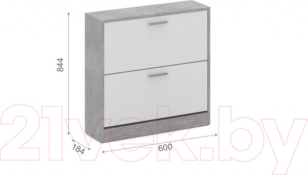 Изображение товара Тумба для обуви Империал 600 2-х дверная (ателье светлый/белый)