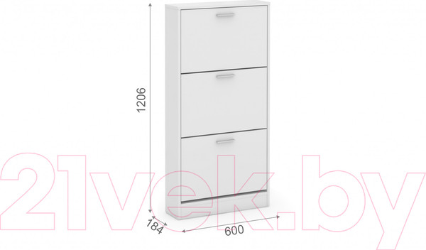 Изображение товара Тумба для обуви Империал 600 3-х дверная (белый)