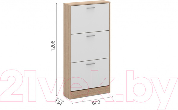 Изображение товара Тумба для обуви Империал 600 3-х дверная (дуб сонома/белый)