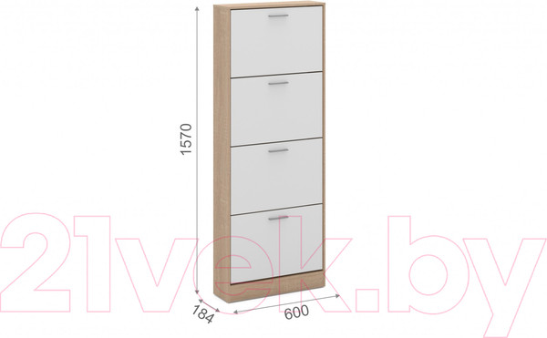 Изображение товара Тумба для обуви Империал 600 4-х дверная (дуб сонома/белый)