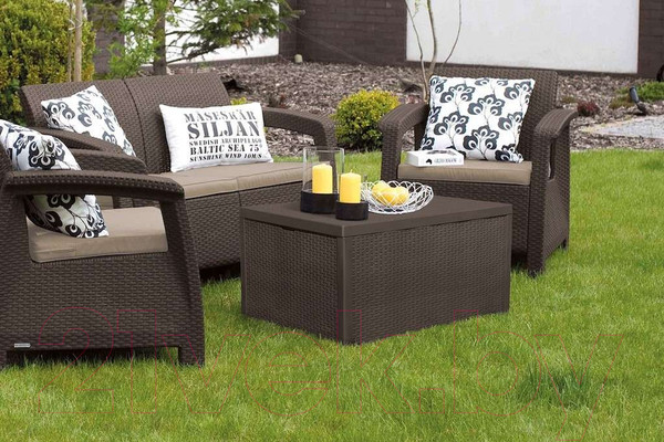 Изображение товара Сундук уличный Keter Arica Rattan Storage Table / 221043 (коричневый)