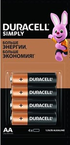 Изображение товара Комплект батареек Duracell LR6/MN1500/AA 4BP (4шт)