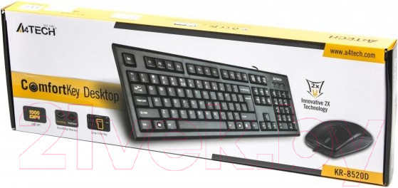 Изображение товара Комплект клавиатура и мышь A4Tech KR-8520D (черный)