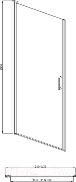 Изображение товара Душевая дверь Adema НАП-80 / NAP-80 (тонированное стекло)