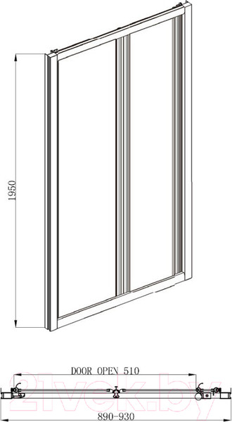 Изображение товара Душевая дверь Adema НОА-90 / NOA-90 (прозрачное стекло)
