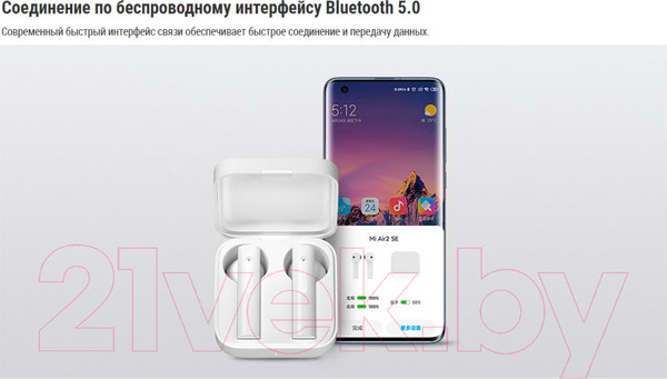 Изображение товара Беспроводные наушники Xiaomi Mi True Wireless Earphones 2 Basic / BHR4089GL/TWSEJ08WM (белый)