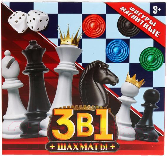 Изображение товара Набор настольных игр Играем вместе Шахматы магнитные / 1704K634-R (3в1)