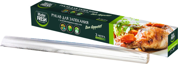 Изображение товара Рукав для запекания Master Fresh С жаропрочными клипсами 3м
